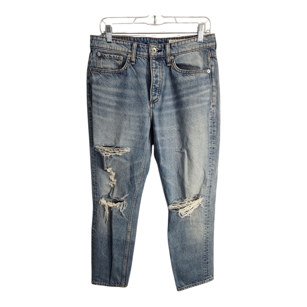 rag & bone Rosa Mid Rise Boyfriend Relaxed Fit Destructed Boho Festival Jeans 27